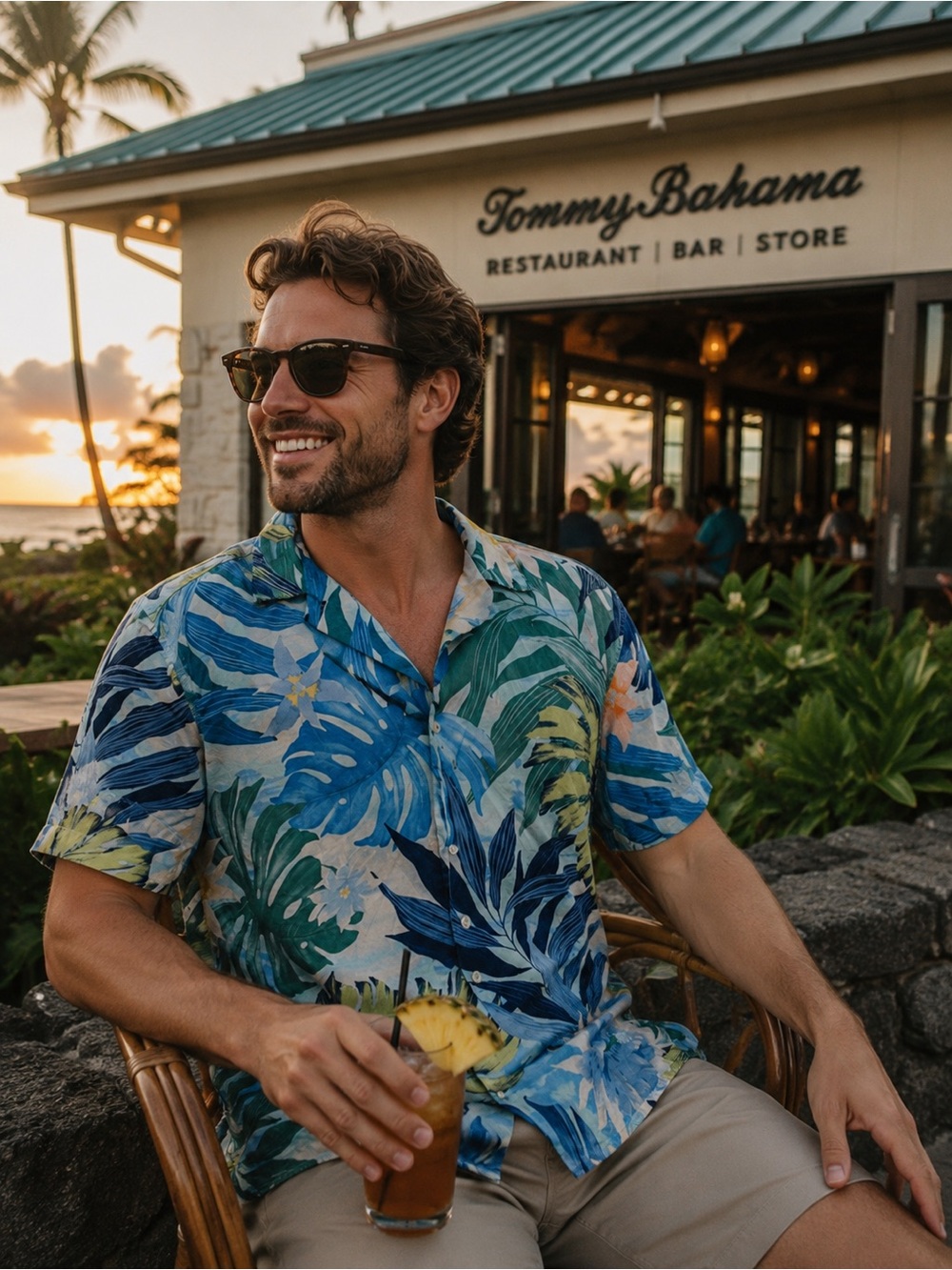 Tommy Bahama SILK Tropical Floral Camp Shirt Hawaiian resortwear Vacation cruise